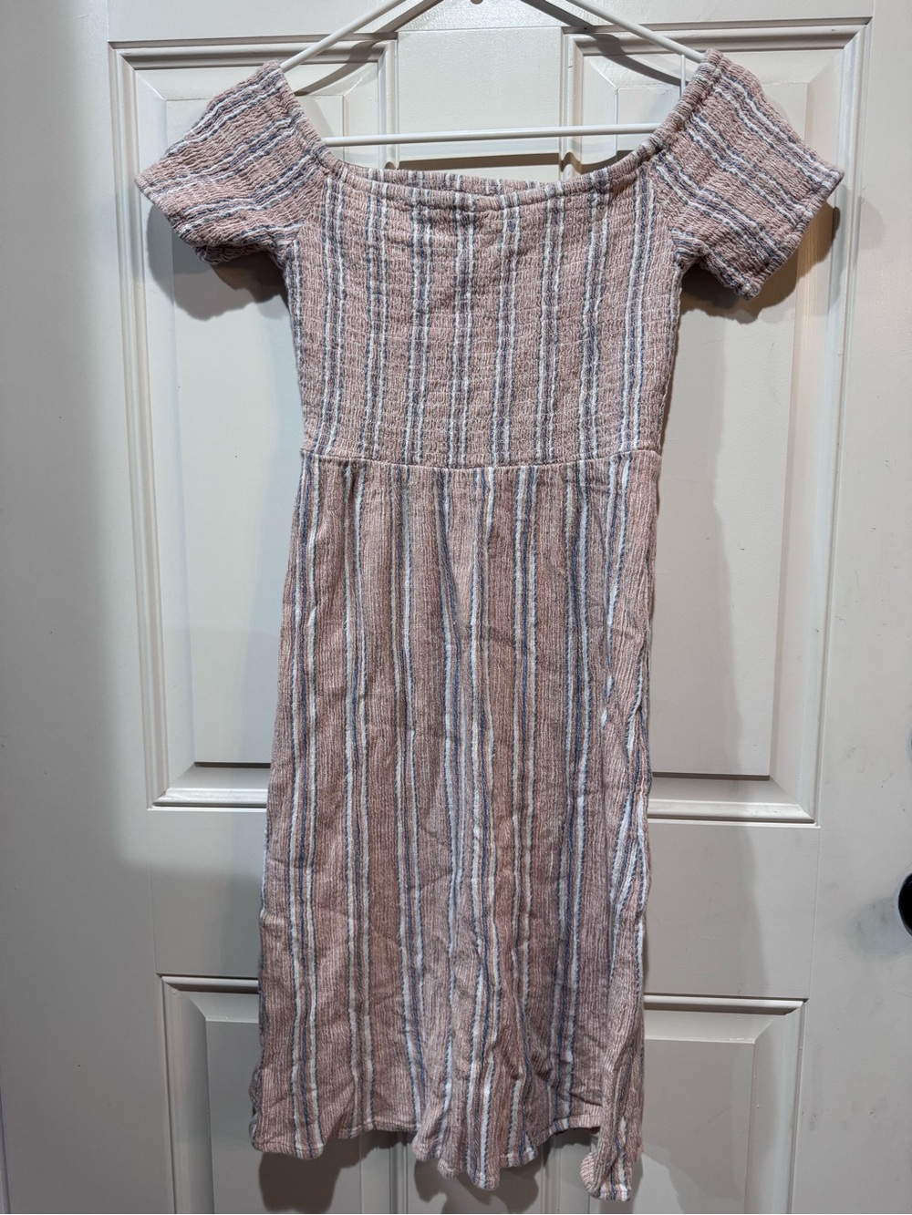 Roxy juniors smocked Pink Striped Summer Dress fit and flare